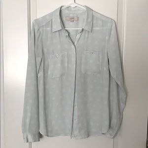 Baby blue polka dot blouse